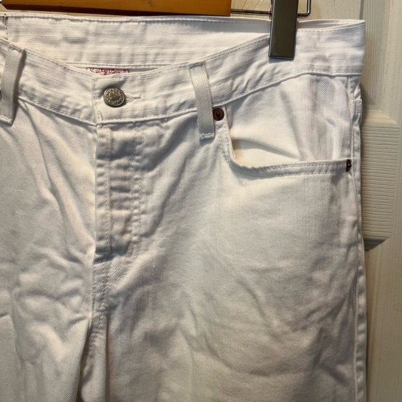 Lucky brand dungarees classic crop white denim Capri pants  10/30 - Picture 2 of 5